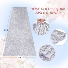 Wedding Aisle Runner: 4FT×15FT Sequin Fabric – Silver Sparkly Carpet Runner