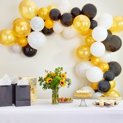 Black/White/Gold Balloon Garland, 76 Pieces,