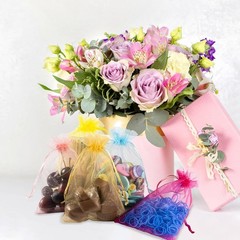 100/120 bolsas de organza multicolor de 4×6 pulgadas, pequeñas bolsitas para