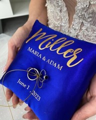 Ring bearer Royal blue wedding, Personalized, Wedding ring pillow Minimalist