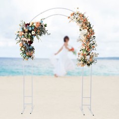 White Steel Round Arch Backdrop 1.5m × 2.2m Wedding Balloon Stand