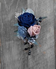 Mauve & Dusty Blue Wedding Bouquet Navy Sola Wood Bridal Flowers Bridesmaid Rose