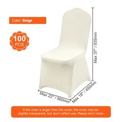 VEVOR 100 PCS Ivory Chair Covers Polyester Spandex Stretch Slipcovers Wedding