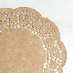 100 Pcs 5.5 Inch Round Paper Doilies, Disposable Brown Paper Placemats Lace