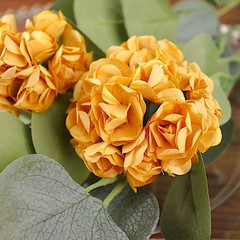 144 pcs Gold CRAFT 0.5″ wide MINI PAPER ROSES Wedding Party Flowers SALE