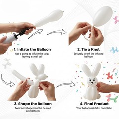 Nobledecor 260 Balloons 100Pcs White Long 12.6 inches, 100pcs