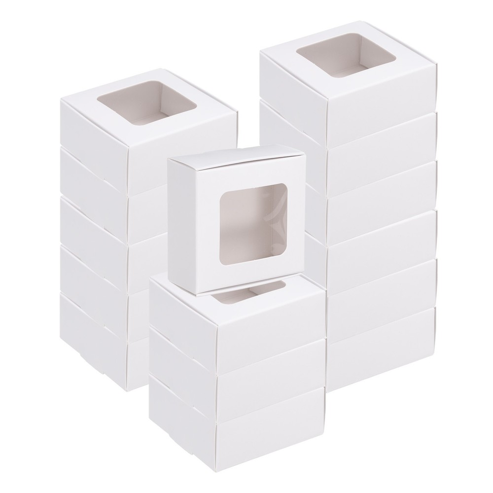 16Pcs Kraft Soap Boxes 2.6″ x 2.6″ x 1.2″ Mini Kraft Treat Boxes White