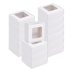 16Pcs Kraft Soap Boxes 2.6″ x 2.6″ x 1.2″ Mini Kraft Treat Boxes White
