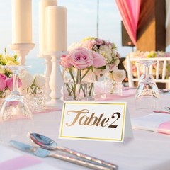 Place Cards 50Pcs Small Table Card with Gold Foil Border 2″ x 3.5″, White