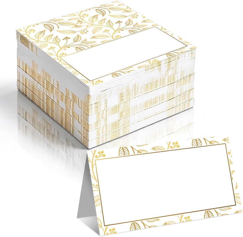 100Pcs Gold Leaf Name Place Cards for Table Setting | Placecards for Wedding Bri