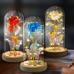 LED Eternal Galaxy Rose in Glass Enchanted Forever Flower Thanksgiving Xmas Gift