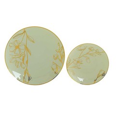 20 Round Sage Green Plastic Salad Dinner Plates Gold Floral Design Events