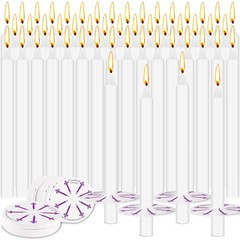 100 Pack 5 Inch White Taper Candles with Drip Protectors, 5 inches,