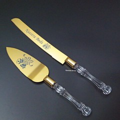 Wedding Boda Cuchillos De Pastel Cake Knife Server Set Gold Nuestra Bodal Bell