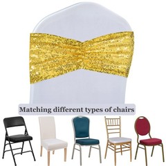SquarePie Sequin Chair Sashes Bands 30PCS Gold Glitter Decorative 30,