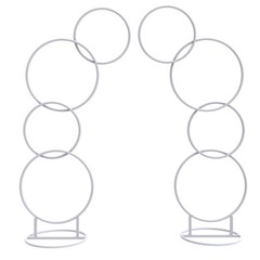 2x Detachable Tall Metal Balloon Arch Kit Wedding Backdrop Stand 8 Circle Frames