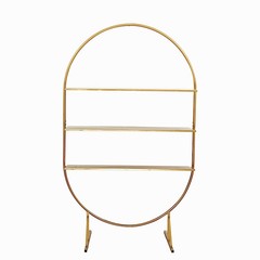 Gold 6.5 ft Oval 3 Tier Metal Cupcake Dessert Display Stand Party Wedding Home