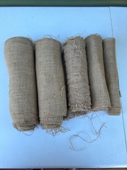 24 Orange, Brown, yellow, white, green, floral wedding centerpieces & burlap.