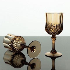 GOLD 6 Plastic 8 oz Crystal Cut Goblets WINE GLASSES Party Events Decorations