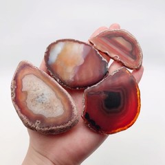15Pcs Orange Red Agate Stone Slice Bulk Irregular Polished Agate Table Place …