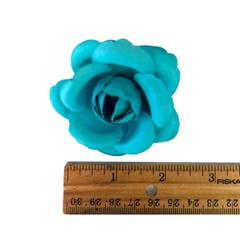 12 Teal Artificial Silk Rose Flower Heads