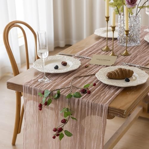Valentines Cheesecloth Table Runner Gauze Rustic 120 Inch 1pc 10ft Dusty Pink