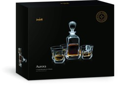 Joyjolt Aurora 5-Piece Crystal Whiskey Decanter Set100 Crystal Bar Set Crystal