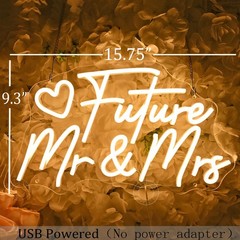SYLHOME Future Mr & Mrs Led Neon Light Sign Wedding Wall Decor Sign Banner