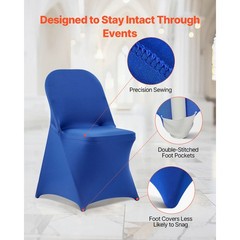 Uimoso 50PCS Blue Stretch Spandex Chair Covers for Weddings, Parties, and Dining
