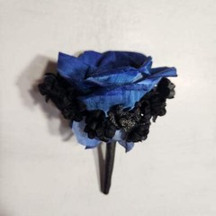 Royal Blue Black Rose Calla Lily Sola Bridal Wedding Bouquet Accessories