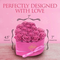 GLAMOUR BOUTIQUE 16 Flower Forever Heart Shape 16 Roses, Velvet Pink 16 Roses