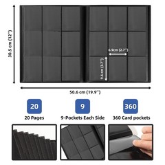 Card Binder, 9 Pocket Trading Card Album Folder, 360 Side Loading Pocket Bind…
