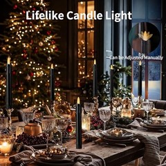 YBU Flameless Taper Candles with Remote 7 Inches Led Candle Sticks with Black