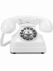 Audio Guestbook Vintage Retro Rotary-Style Phone Color White Message Voicemail