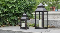 NEEDOMO Lanterns Decorative Outdoor&Indoor, Set 17"&11", Bronze