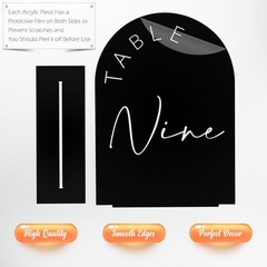 Black Arched Wedding Table Numbers 1-20 with Stands, 5×7 Inch Black Acrylic A…