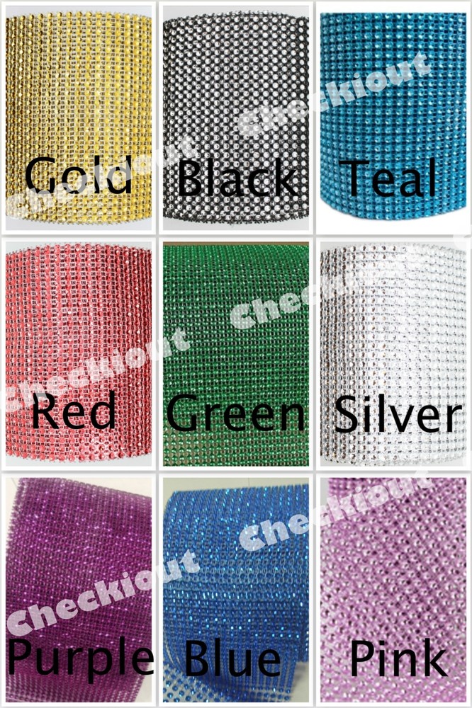 4.5″ x 30ft Wedding Decoration Supplies Rhinestone Diamond Wraps Ribbon Mesh