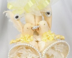 Vtg ©1959 Wedding Cake Topper 10” Coast Novelty Mfg Doves Bells