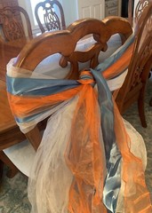Chair Sash Ensembles Cream, Blue & Orange, Variety -Check details, Pre-tied