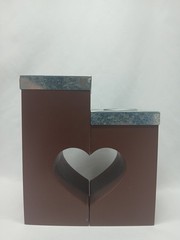 Heart-Shaped Unity Set 2 Piece Candle TeaLight Holder Wood Base And Metal Top