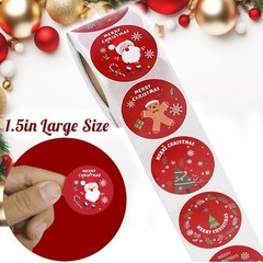 500PCS Christmas Stickers Roll 1.5 in Envelope Seals Round Paper Merry Chirst…