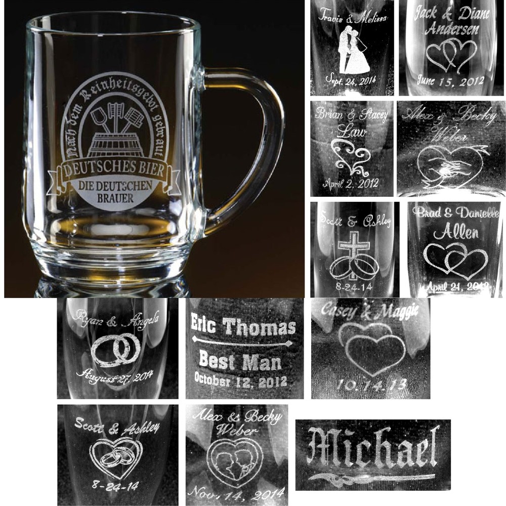 Personalized 20 oz Glass Beer Mugs Bridesmaids Groomsmen Wedding Party Gifts