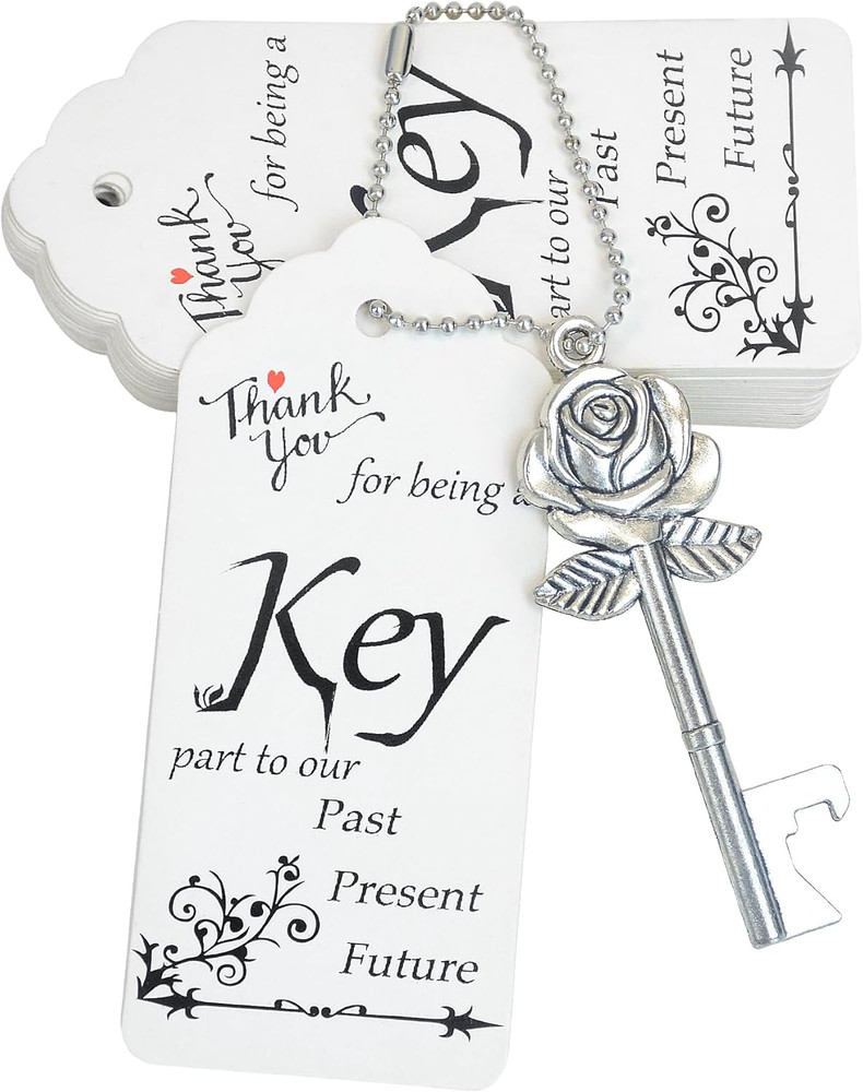 Bulk 100 Rose Flower Shaped Keys Wedding Favors Gift for Guest Bulk Skeleton Key