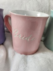 Bridal Party Mugs Set of 3 Ceramic Coffee Cups with Handles EUC
