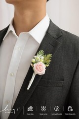 Vintage-Inspired 10pcs Groomsman Boutonniere Set – Blush and Cream Flowers