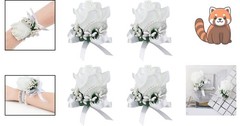 Handmade White Wedding Wrist Corsages – Luxurious 4-Pack for Special Occasions