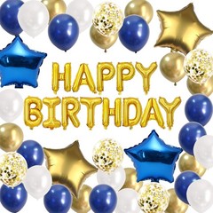Birthday Decorations Royal blue Gold -Happy birthday Balloon Foil Banner for …