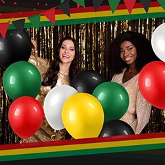 100 Pieces Juneteenth Day Latex Balloons Jamaica Rasta Reggae Red Green Yellow