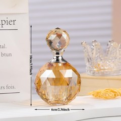 JOASURA 14ML Crystal-Glass Empty Perfume Bottle,Circle 0.5 Ounces, Champagne
