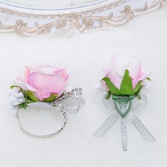 2Pcs Rose Corsage Wristlet and Boutonniere Set, Artificial Wrist Corsage Brac…